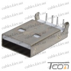 Штекер USB тип A, монтажный, угловой, Tcom